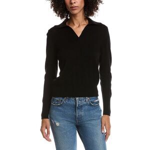 Forte Cashmere Womens  Wool & Cashmere-Blend Crystal Polo Sweater, Black
